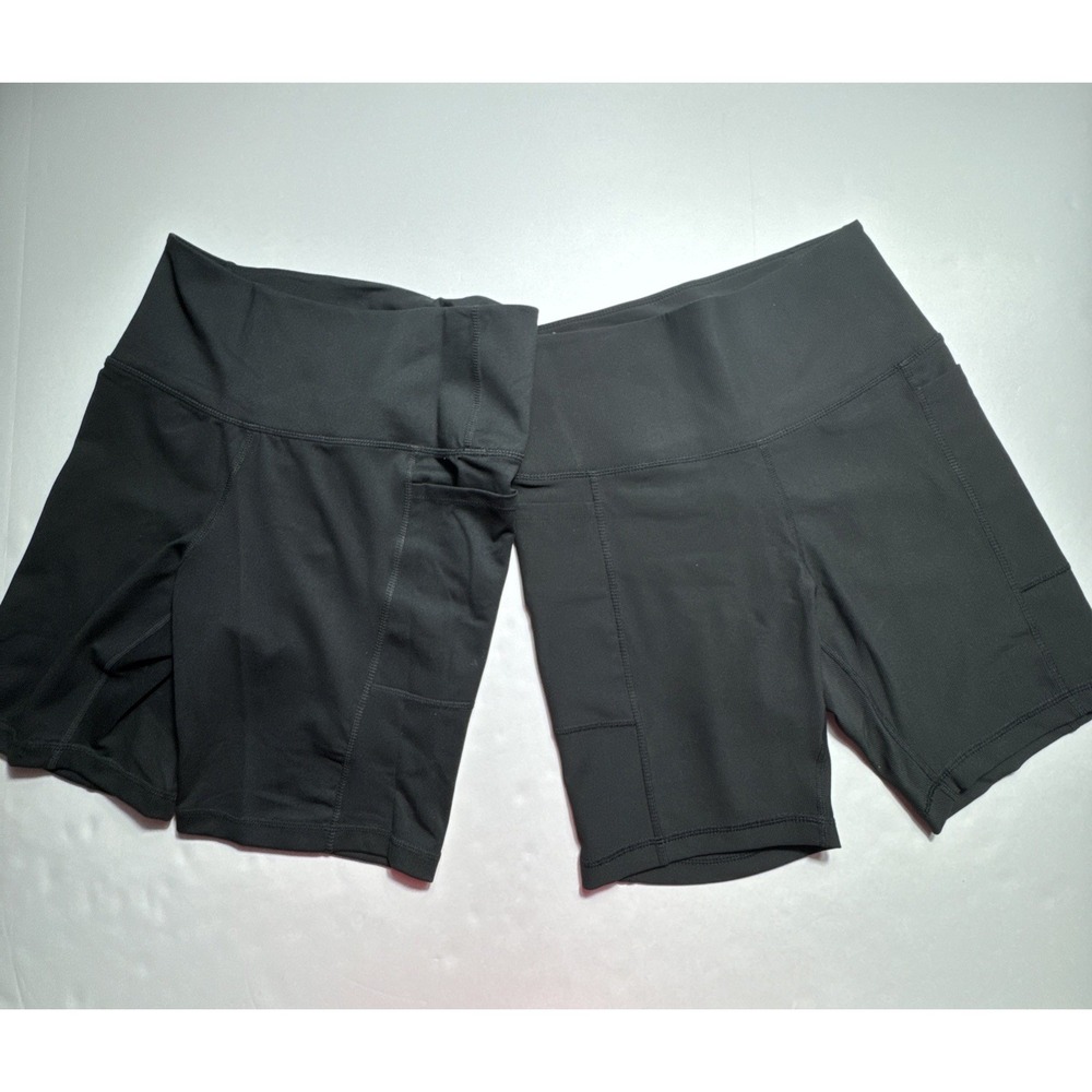 Danskin Womens Black High Rise Biker Shorts with Pockets Size Medium Lot of 2